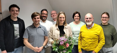 Bürgermeisterin Eliza Diekmann-Cloppenburg mit Mitgliedern der SPD-Fraktion im Besprechungszimmer im "Stadtschloss" in Coesfeld.