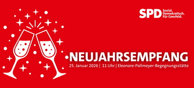 Einladung zum Neujahrsempfang der SPD Coesfeld am25. Januar 2026 | 11 Uhr | Eleonore-Pollmeyer-Begegnungsstätte