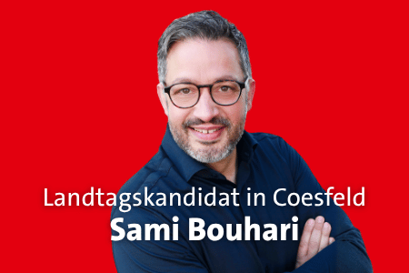 Foto von Sami Bouhari dazu der Text: Landtagskandidat in Coesfeld - Sami Bouhari
